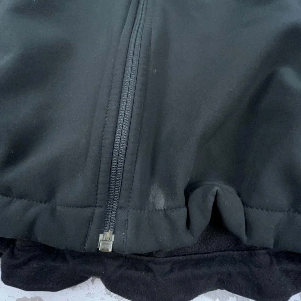 North Face Jacket Men XL Black White Soft Shell Wind‎ Coat Layer Fleece Lined  *